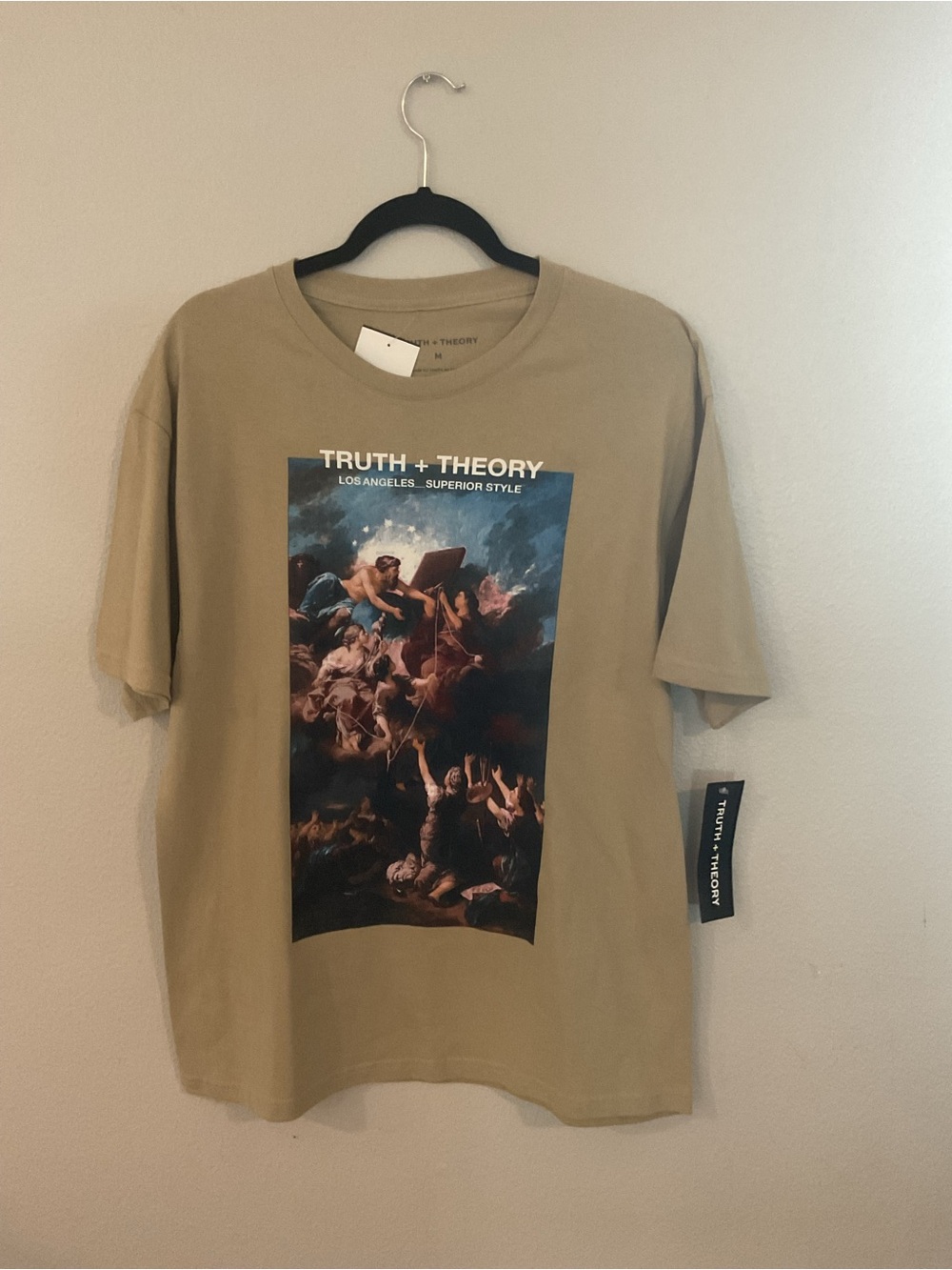 Men's Tan Graphic Crewneck Short-Sleeve Tee